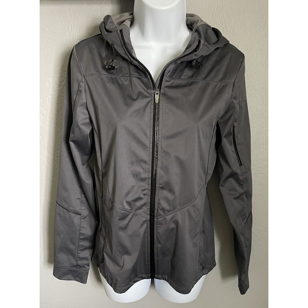 Champion V745 Women's‎ Size Small Hooded Softshell Jacket Gray Slim Fit Outdoors
